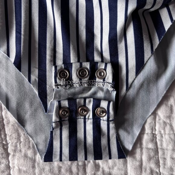 SzS Zara Wrap Bodysuit with Knotted Front & Red/Blue Stripes - EUC - Picture 7 of 12